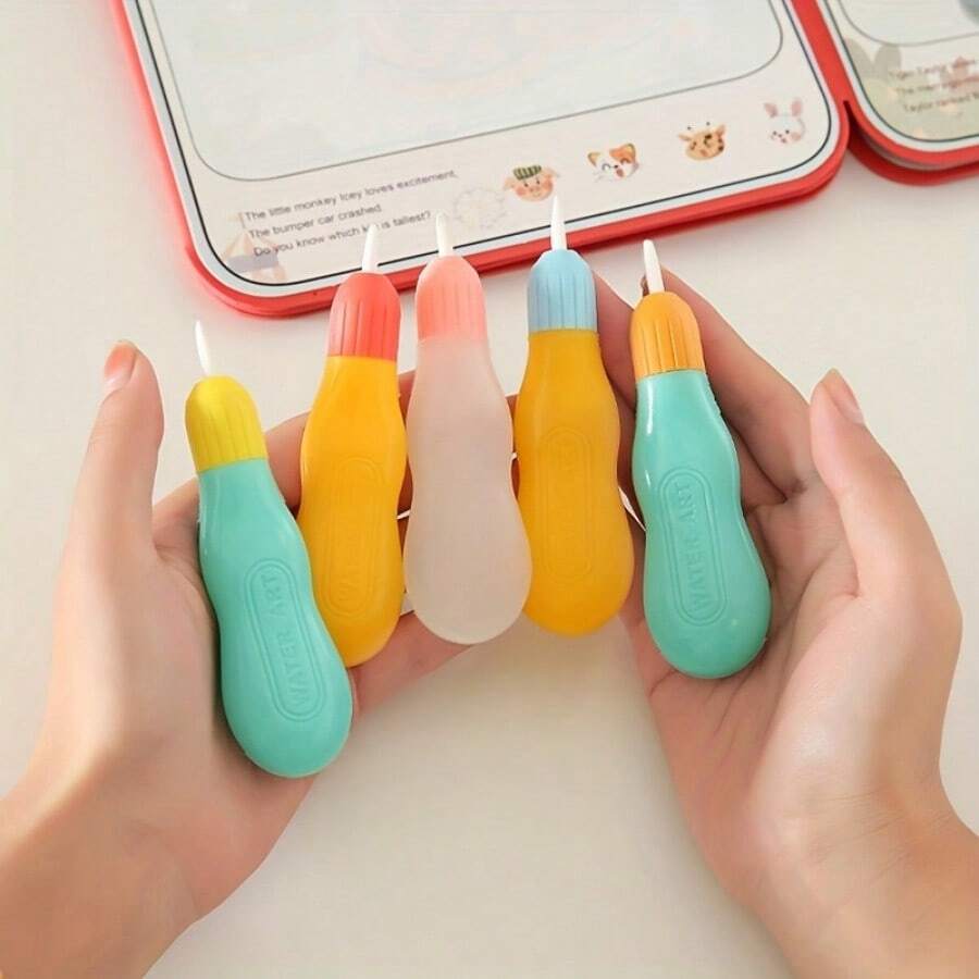 4pcs Large Capacity Water Brush Pens, Reusable Water Painting Brush For Water Painting Book, Suitable For Early Education, Parent-Child Painting, Water Painting Book Reuse, Painting (Random Color) - Water Brush - View 1