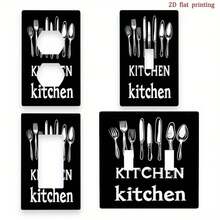 1pc [2D Printed] Kitchen Switch Panel, Suitable For Home, Bathroom, Bedroom, Decorative Wall Plate, No Battery Or Power Needed, Easy Installation - A - View 1