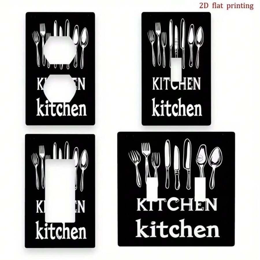 1pc [2D Printed] Kitchen Switch Panel, Suitable For Home, Bathroom, Bedroom, Decorative Wall Plate, No Battery Or Power Needed, Easy Installation - A - View 1