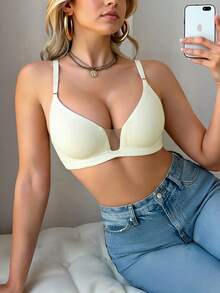 Women's White Sexy Mesh Patchwork Backless Convertible Bra, Romantic French Casual Comfortable Minimalist Underwear, Mature Charming Breathable Fabric Wireless Bra, Women's Versatile Wireless Undershirt French Style Graceful Non-Sagging Bra - White - View 7