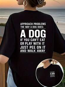 Camiseta Divertida para Mujer Amante de Perros con Frases Humorísticas para Dueños de Mascotas - Estampado a Doble Cara, Cuello Redondo, Manga Corta, Estilo Casual, Negra con Frases Divertidas sobre Perros, Ropa de Primavera, Verano y Otoño para Atuendos Casuales y Paseos con Perros, Ropa con Temática de Mascotas Lavable a Máquina, Tela de Elasticidad Media, Corte Regular, Diseño con Frases Humorísticas sobre Perros en la Parte Delantera y Trasera, Ideal para Dueños de Perros, Camiseta Y2k - Negro - Ver 10