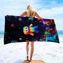 1pc Style Beach Towel, Super Absorbent Large Beach Blanket, Suitable For Travel, Swimming Pool, Diving, Surfing, Yoga, Camping, Available In Multiple Sizes, Beach Accessories - Cube Man - View 8