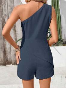 Mono sin mangas de unicolor minimalista para mujer, de verano - Café integral - Ver 10