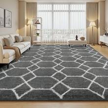 Sour Lemon Rugs Living Room 200x300cm, Grey Area Rugs For Bedroom, Washable Anti Slip Extra Large Shaggy Soft Rug Fluffy Modern Floor Carpets Mat Beside Carpet, Long Runner Rug For Hallway - Gray-white Hexagons - View 17