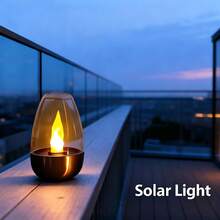 6pcs Solar Powered Flameless LED Candles, Outdoor Patio Decor Lights, Holiday Atmosphere Lights, Valentine's Day Gift, Polished Metal Surface, Suitable For Indoor/Outdoor Garden, Terrace, Party Decoration, Christmas And Halloween - 2 Packs - View 6