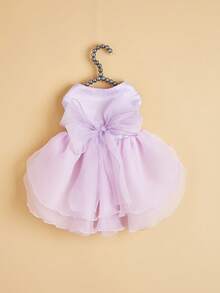 2pcs - Lavender Princess Style Big Bow Puff Dress With Gradient Princess Hair Clip, Multi-Layered Tulle Wedding Outfit For Small Dogs, Suitable For Bichon, Yorkshire, Chihuahua And Other Pets, Can Be Worn For Birthday Parties And Photos - Mauve Purple - View 5