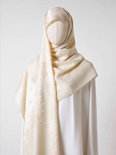 1pc Minimalist Cute Bear Heart Pattern Headscarf, Versatile Sunscreen Scarf, Fashion Air Conditioning Decor Shawl For Women, All Seasons