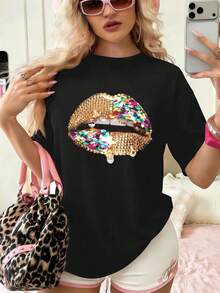 Dam-T-shirts - Svart - Visa 1