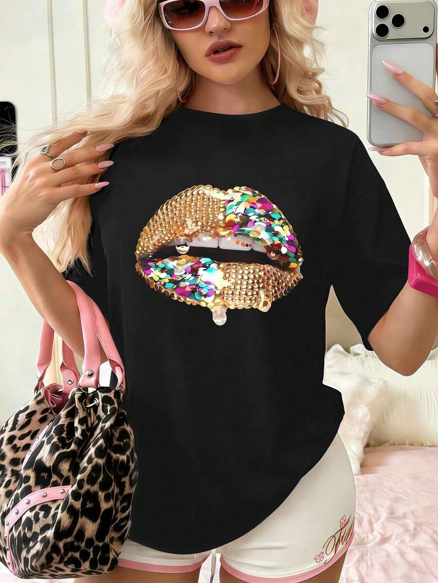 Dam-T-shirts - Svart - Visa 1