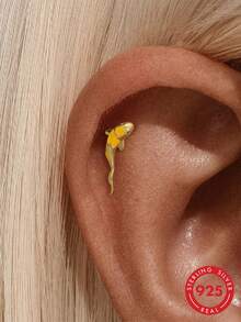 1 pieza Pendiente de cartílago de plata de ley 925, diseño minimalista, adecuado para uso diario, también se puede usar como joyería nupcial o accesorio delicado - Dorado - Ver 26