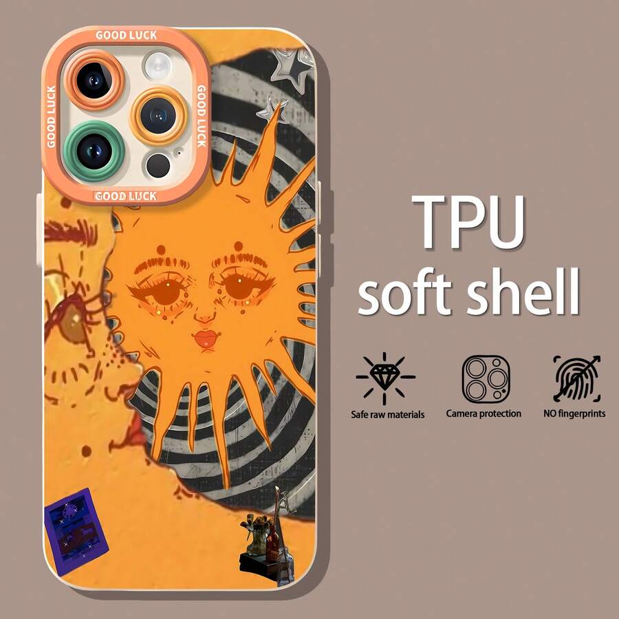 Collage estético de tarot con sol y luna naranjas.funda de teléfono Fundas compatibles con ,Apple,VIVO,OPPO,,, y Honor.Fabricadas en silicona TPU,ofrecen protección contra golpes y caídas. - Blanco - Ver 1
