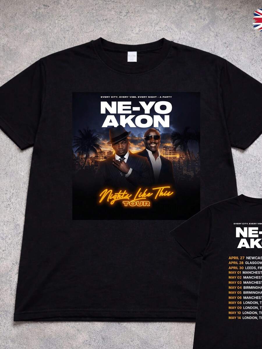 Ne-Yo Ak Nights Like This Tour Shirt R B Ccert Tour Tee Music Fan T-Shirt - 黑色 - 查看 1
