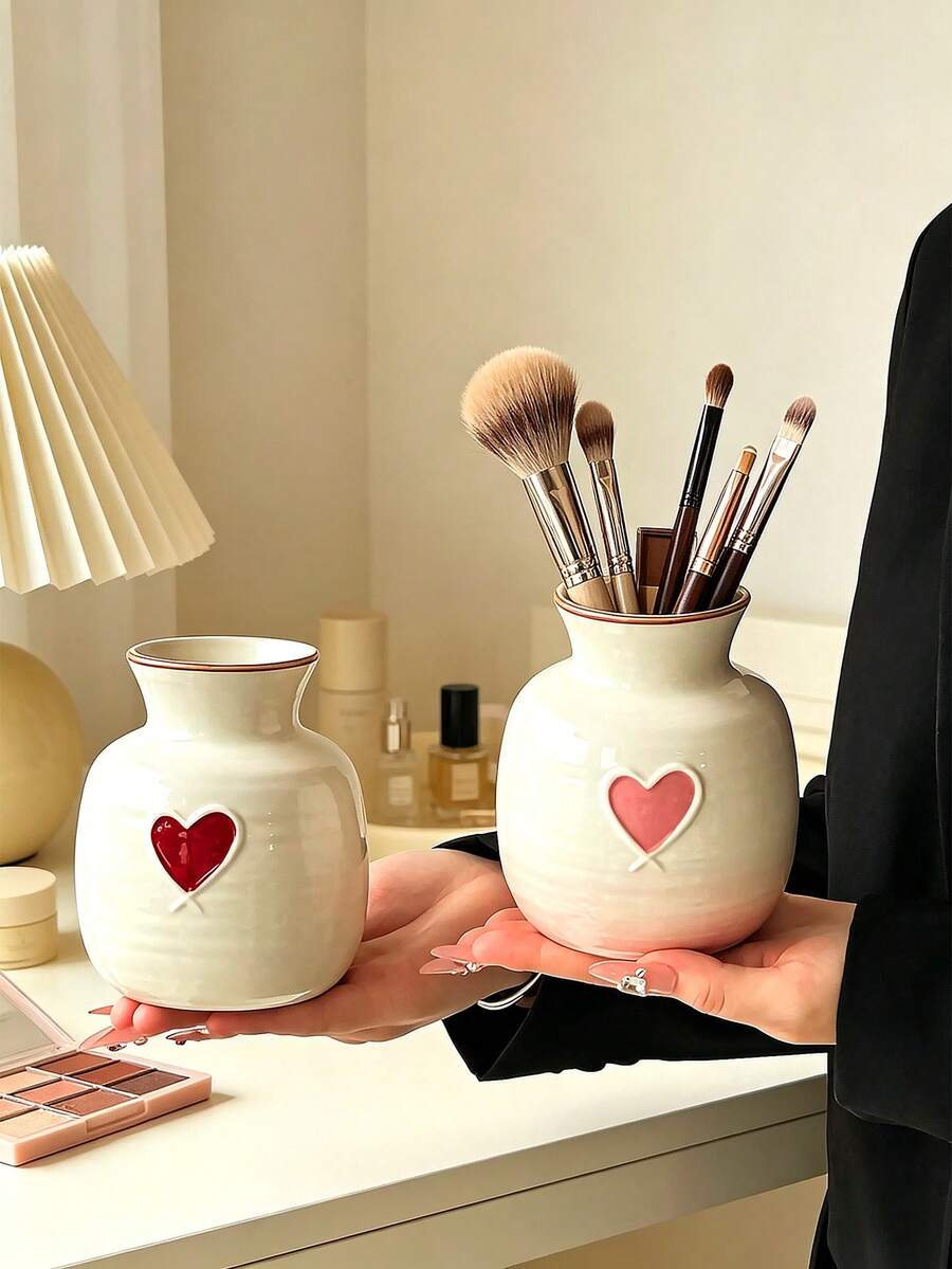 1pc High-End Nordic Style Donut Shaped Makeup Brush Holder, Multi-Functional Pen Cup Decor, Large Capacity For Home & Office Storage, Suitable For Brushes, Combs, Puff - Multicolor - View 1