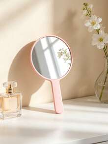 1pc Small/Medium/Large/Extra Large Round Handheld Makeup Mirror | Mother's Day Gift | Bridesmaid Gift | Souvenir | Portable Makeup Mirror Solid Color Pocket Mirror Floating Light High Definition Mirror Surface For Bedroom/Living Room/Bathroom Multiple Scenes - Multicolor - View 20
