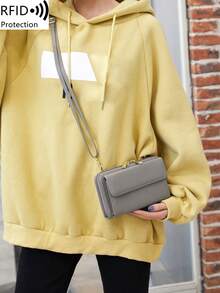 MIYIN 女款極簡 RFID 防盜觸控手機斜挎錢包，時尚多功能多口袋手機錢包，女款拉鍊單肩包附卡槽，日常旅行禮物，上班族女性，防盜手機包，女款錢包 - 灰色 - 查看 10