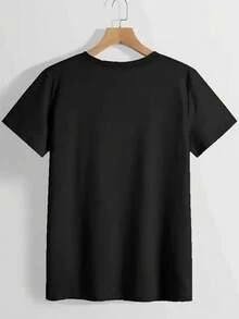 Elegante Camiseta Estampada para Mujer Daily TopLA Sansé con Diseño Brillante y Divertido: Con estampados audaces y comodidad de alta calidad, única y destacada/multicapa para invierno/ligera para verano/vacaciones en la playa/esencial para el Día de San Valentín - Regalo perfecto, camiseta de moda chic. - Negro - Ver 2