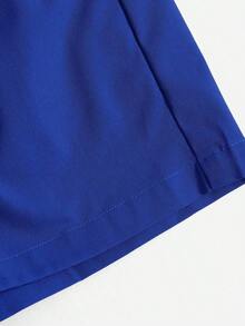 Shorts diarios tejidos de unicolor para mujer, sencillos - azul real - Ver 5
