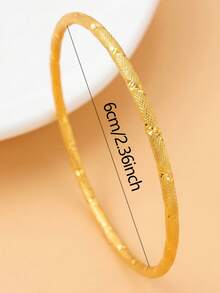 1pc Vintage 18K Gold Plated Copper Bangle Bracelet, Suitable For Daily Wear, Gift - Gold - View 12