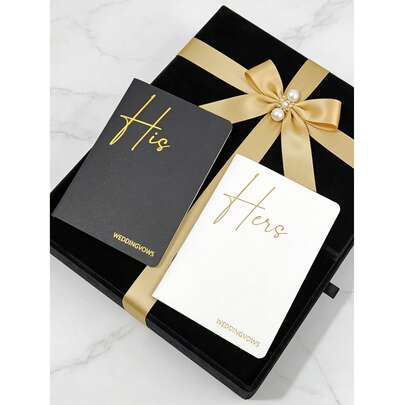 Premium Wedding Vow Book, "Her And Him" Newlywed Personalized Vow Book, Minimalist Handwritten Declaration Book, Foil Lettering, High-End Artistic Paper Cover, Can Also Be Used As Private Notebook, Pursuit Of High Quality