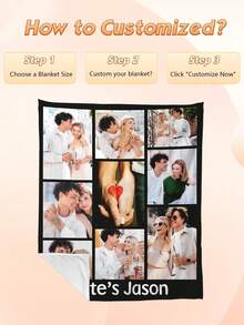 1pc Customized Photo Fleece Blanket, Funny | Custom Blankets | Fathers Day Gift |  | Father's Day Gift | Throw Blanket | Customizable Things | Mom Gifts | Dorm Decor, Personalized Fleece Blanket With Family, Pet, Couple Photos, Great Gift For Mother's Day, Father's Day, Valentine's Day, Carnival, Easter, Thanksgiving, April Fool's Day, Back To School, Office Nap, Private Custom Blanket, Holiday Blanket, Breathable, Lightweight ,For Family | - 款式-12 - 查看 6