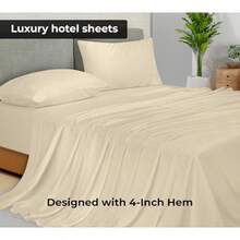 Royale Linens - Sábana encimera de microfibra cepillada, 1800 hilos, suave y transpirable, resistente a las arrugas y a las manchas tamaño individual XL, color arena - Arena - Ver 3