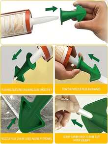 3pcs Silicone Sealant Caulking Gun Nozzle Tips - Durable Silicone Applicator Tools For Sealant And Epoxy Filler, Easy To Clean, Suitable For Floor And Tile Cracks, No Power Required - Multicolor - View 3
