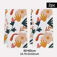 2pcs Geometric & Floral Abstract Pattern Microfiber Kitchen Towels, 40*60cm Rectangular Absorbent Dish Cloths, Housewarming Gifts, Suitable For Kitchen & Bathroom, Great For Homemakers And Family Gatherings, High Value - Multicolor - View 12