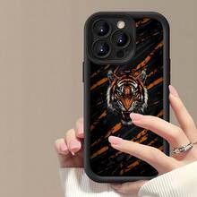 Diseño agresivo de tigre naranja y negrofunda de teléfono Fundas compatibles con ,Apple,VIVO,OPPO,,, y Honor.Fabricadas en silicona TPU,ofrecen protección contra golpes y caídas.regalos para mamá - Negro - Ver 2