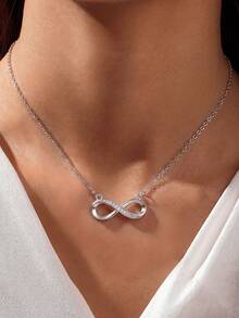 1pc S925 Sterling Silver Minimalist Infinite Lucky Symbol Necklace, Women's Fashion Personalized Delicate Niche Design Collarbones Chain, Simple Elegant Unique Neck Accessory, Suitable As Gift For Friends - Infinity Symbol - View 8