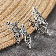 Women's Fashion Hollow Butterfly Design Clip-On Earrings, Suitable For Daily Wear And Party - Silver - View 2