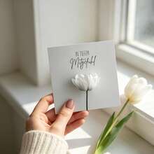 German Sympathy Card With Kraft Envelope, Minimalist Black & White Tulip Condolence Card, Elegant Grief & Bereavement Card - A - View 4