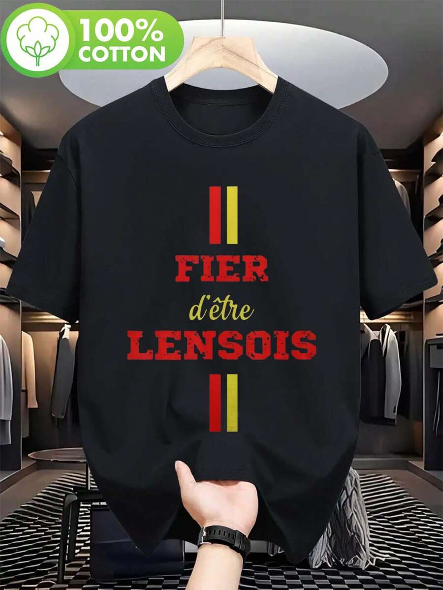 T-shirt da uomo in cotone con design a lenticchie per tifosi di calcio – Nera con loghi rossi e gialli – Maglia da calcio casual a vestibilità regolare per allenamenti e partite – Lavabile in lavatrice – Regalo per tifosi – Da indossare tutto l'anno - nero - Visualizzare 1