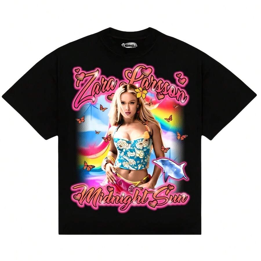 Singer ZaraS Larsson Tee 2026New Midnight Sun Photo Tour Tee 100%Cotton Comfortable High Quality Cart - 黑色 - 查看 1