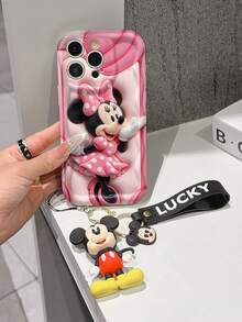 This Disney Mickey Mouse Lanyard Phone Case Is Fully Covered In TPU Material. It's Shockproof, Lightweight, And Compatible With IPhone17/16/11/13/15/15 Plus/15 Pro/15 Pro Max/12/14 Pro Max/11 Pro Max/12 Pro/12 Pro Max/13. This Phone Case Makes A Popular Birthday Gift Or Business Gift; It's Durable, Stain- And Fingerprint Resistant, And Suitable For Both Men And Women. The Set Also Includes A Mickey Mouse Phone Case And A Mickey Mouse Plush Bracelet. It's A Perfect Gift For Friends And Family. This Stylish Phone Case Is Fun, Lightweight, And Durable. IPhone17 Pro Max Phone Case, Minnie Mouse Phone Case. - 白色 - 查看 1
