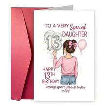 1 Funny Birthday Greeting Card | Balloon And Number 13 Design, Humorous Celebration Of Youth, Sincere Message From Parents, Perfect 13th Birthday Gift, Milestone Commemoration, Cartoon Illustration, High-Quality Paper, Suitable For Back To School - One Size Fits All - View 7