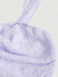 Top tubo corto con estampado texturizado y lazo - Púrpura malva - Ver 4