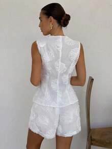 Traje elegante de oficina para mujer en amarillo claro/crema - Blanco - Ver 2