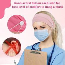 12 Pcs Nurse Headbands Women - Non Slip Nursing Headbands With Buttons Wide Elastic Ear Hair Bands Sweatband Wrap Nicu Obstetrics Nurse Doctor(Solid) - nhiều màu trơn + 12 - Xem 5