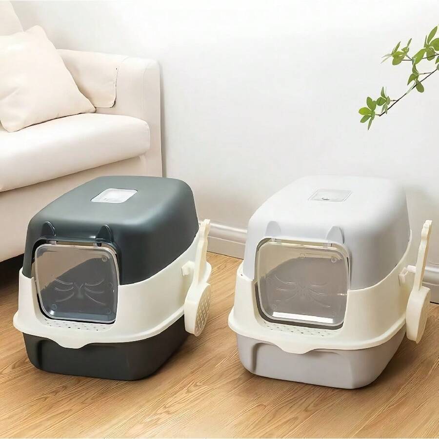1 Piece Detachable & Washable Litter Box Set, Splash-Proof And Odor-Control, More Sanitary For Cat Toileting, Easy Litter Maintenance Without Getting Hands Dirty - one-size - View 1
