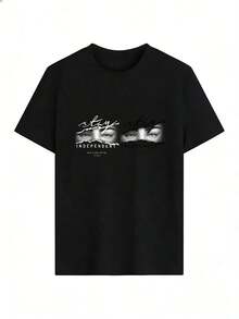 Stylish And Aesthetic Short-Sleeve T-Shirt, Fashionable Short-Sleeve T-Shirt For Spring And Summer 2026, Made In Mexico, 180 Grams. Cartoon Print, Couple Design, Suitable For Indoor Or Outdoor Wear. Crew Neck, Unisex, Ideal For Office And Leisure. One-Piece Pack. - BK-P631577SLNDXZGY450 - 查看 3