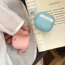 Korean Style Matte Tricolor (Pink, Yellow, Blue) Earphone Case With Hanging Ring, Cute 4th Gen/ 2nd Gen/ 3rd Gen/ Pro 3rd Gen/ Pro 2nd Gen Protective Cover, Spring/Summer Earphone Case, Birthday/Holiday Gift - Multicolor - View 7