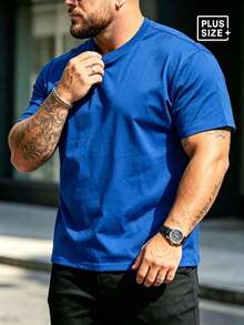 Plus Size Men's T-Shirt, Summer Plus Size Men's Casual Crew Neck Tank Top, Versatile, Slim Fit, Fresh And Energetic Sports - Blue - View 2
