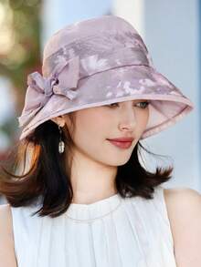 1 chiếc mũ nữ kiểu dáng mới năm 2025, màu trơn, họa tiết hoa lớn, chất liệu organza, kiểu dáng thanh lịch Anh Quốc, thích hợp cho kỳ nghỉ lễ hội. - MZ2636 - Xem 51