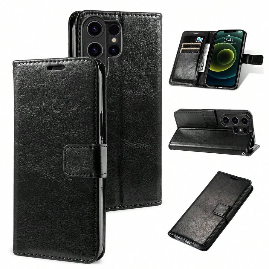 Wallet Classic Leather Phone Case, Card Slot Inside, Compatible With Samsung A16/A26/A36/A32/A55/A56/S26U/S25/24P/A56/16/26, Android Phones, 17/17Air/17Pro/17ProMax/16/16Pro/16E/16Plus/16ProMax/15ProMax/15Pro/15Plus/15/14/14Pro/14Plus/14ProMax/13/13Pro/13ProMax - Black - View 1