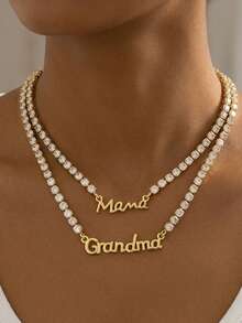 Fashion 18K Mother's Day Gift - Mom/Mama/Love High-End Luxury Fashion Necklace - Gold - View 1