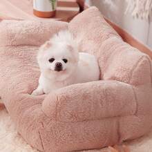 Sofá cama para mascotas, cálido, suave, cómodo, extraíble, lavable, con base antideslizante. Cama para gatos y perros. - Albaricoque - Ver 8