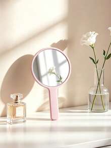 1pc Small/Medium/Large/Extra Large Round Handheld Makeup Mirror | Mother's Day Gift | Bridesmaid Gift | Souvenir | Portable Makeup Mirror Solid Color Pocket Mirror Floating Light High Definition Mirror Surface For Bedroom/Living Room/Bathroom Multiple Scenes - Multicolor - View 31