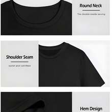 Plus Size Goth Black Casual Tee With Skull & Purple 'Beautiful Disaster' Print, Short Sleeve Round Neck T-Shirt - màu đen - Xem 4