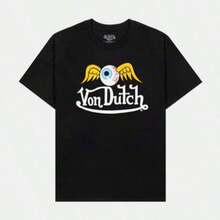 Men's & Women's Vintage Cotton Graphic Tees, Summer Clothes, 2000s Style, Cute Tops, Shirts For Adults & Kids, Von O Dutch Classic Sci-Fi Style Tops - Oversized Old Printed Washed T-Shirt. Men's 100% Cotton, Loose Fitting, Y2K Street Retro Casual Urban Aesthetics, 100% Cotton Pullover. Gifts Men Clothes Men Shirts Graphic Teens Men Vintage T Shirts Graphic Tees Tanktop Tween Summer Clothes, Family Matching Outfit, Adult And Children's Sizes Casual Women Outfits Men's Graphic T Shirt Boy Clothes For Kids - màu đen - Xem 1