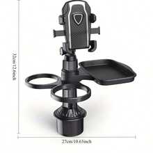 4-In-1 Car Phone Holder With Cup Holder Food Tray And Storage Space - Adjustable Waterproof Car Accessory - A - View 3